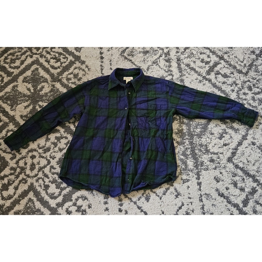 Vintage 90s The Limited Chinos Green Blue Plaid Flannel Button Up Shirt XS